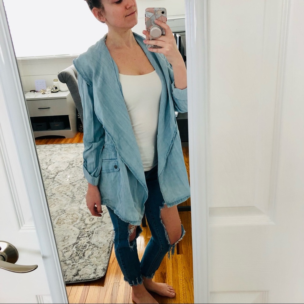 NEW Style & Co Draped Chambray Jawstring Jacket